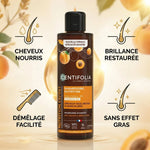 Shampoing nutrition bio Centifolia - flacon verre avec bénéfices : nutrition, brillance, démêlage, sans effet gras