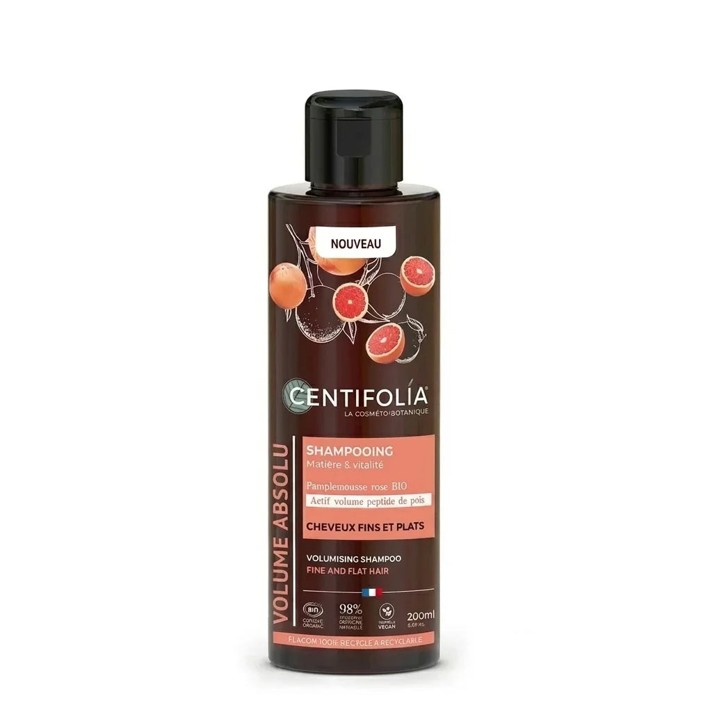 Shampoing volume bio Centifolia bouteille 200ml sur fond blanc