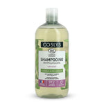 Shampooing antipelliculaire bio Coslys flacon transparent sur fond blanc