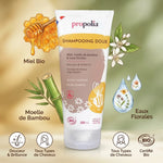 Shampooing doux Bio Miel et Bambou Propolia avec ingrédients naturels et certifications biologiques