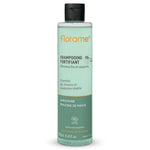 Flacon Shampooing Fortifiant bio Florame vert menthe avec bouchon noir sur fond blanc