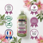 Shampooing bio Coslys Kératine 500ml certifié avec badges écocert et ingrédients naturels
