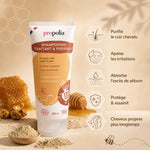 Shampooing Bio Propolis Propolia avec ses bénéfices : purifie cuir chevelu, apaise irritations, absorbe sébum