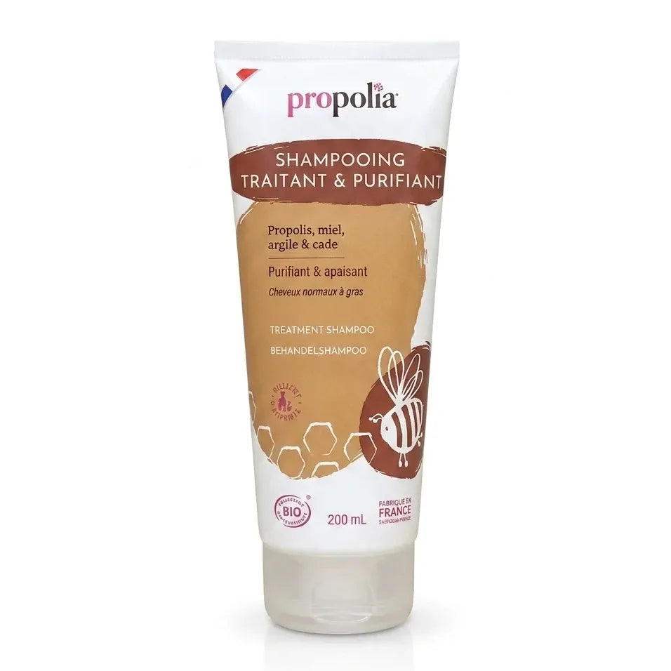 Flacon de shampooing bio Propolia à la propolis, miel et argile 200ml