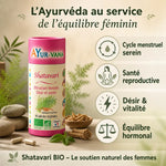 Shatavari bio gélules Ayur-Vana avec bénéfices cycle menstruel, santé reproductive et équilibre hormonal