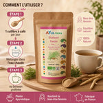 Shatavari bio en poudre Ayurvana 150g avec instructions d'utilisation et dosage recommandé
