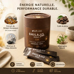 Shilajit instant café 30 sticks LT Labo packaging avec ingrédients et bénéfices énergétiques