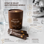 Shilajit instant café LT Labo 30 sticks - boîte produit avec infographies scientifiques