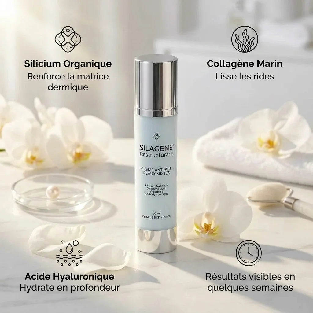 SILAGENE® Restructurant flacon pompe - Crème anti-rides silicium organique et acide hyaluronique