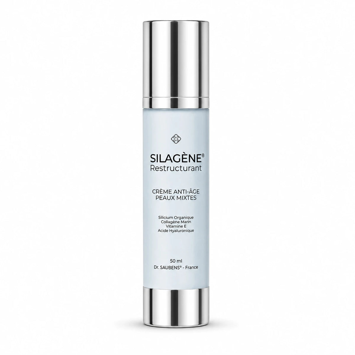 SILAGENE® Restructurant flacon 50ml crème anti-âge airless avec bouchon argenté

