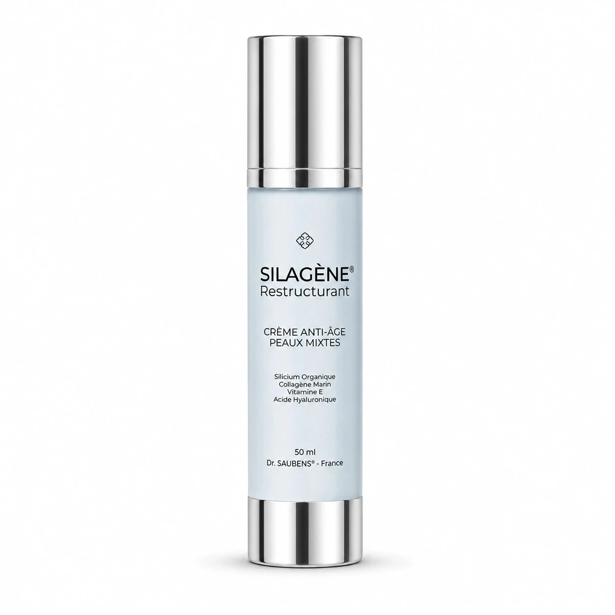 SILAGENE® Restructurant flacon 50ml crème anti-âge airless avec bouchon argenté

