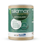 Pot de comprimés SILAMAX vert et beige sur fond blanc, vue de face