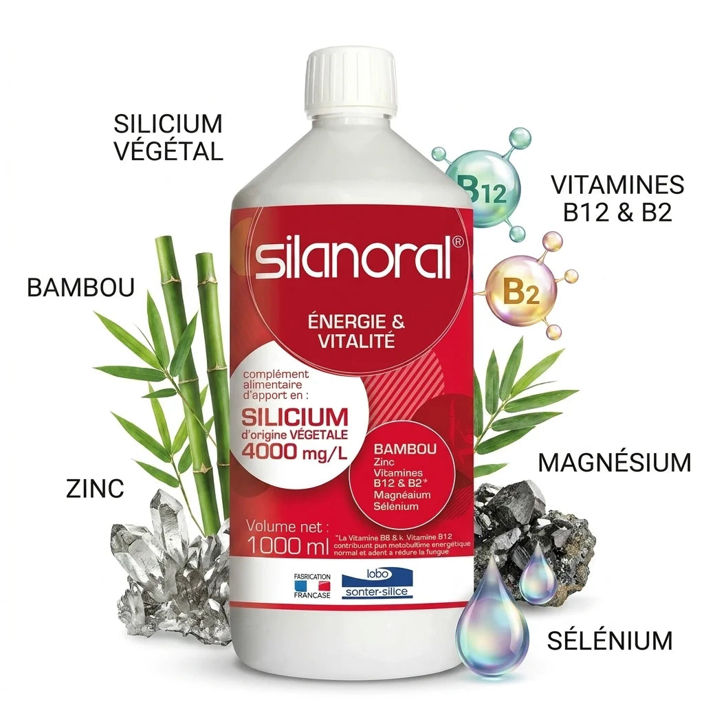 Bouteille SILANORAL 4000mg/L avec silicium végétal, bambou, zinc, magnésium et vitamines B12