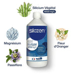 SILAZEN® bouteille 1000ml avec ses ingrédients: silicium végétal, magnésium, passiflore et fleur d'oranger