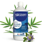 Bouteille SILAZEN® blanc et bleu marine avec bouchon blanc sur fond blanc