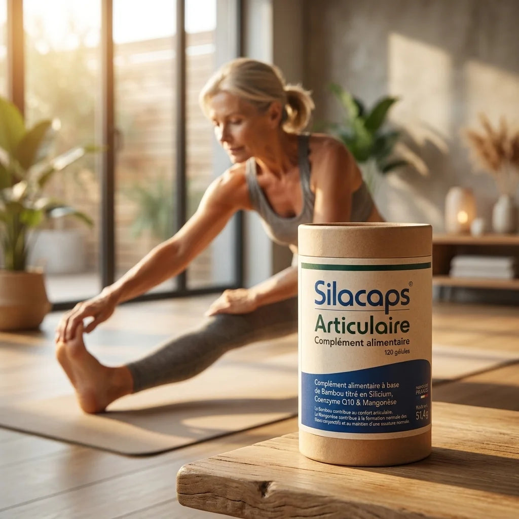 Silicaps Articulaire en gélules pour la mobilité articulaire avec athlète mature en étirement