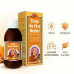 Sirop du Père Michel Bioligo - Bouteille et packaging avec bénéfices santé naturels