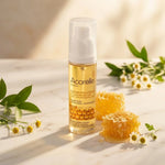 Crème anti poils incarnés bio Acorelle sur marbre avec éléments botaniques