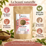 Henné neutre réparateur bio 100g Couleurs de Jeanne avec bénéfices cheveux brillance et volume