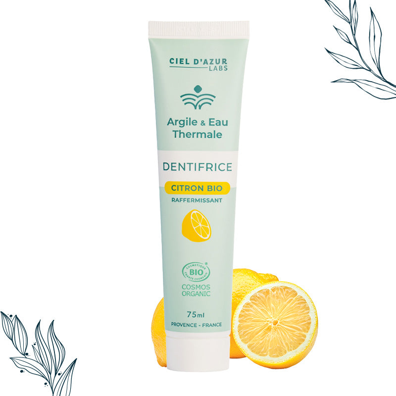 Dentifrice 75 ml certifié bio au citron de la marque Argile & Eau Thermale