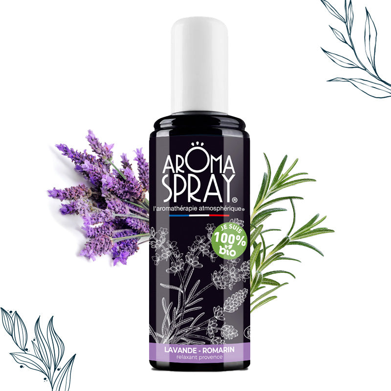 Spray d’ambiance de 100 ml Lavande Romarin bio de la marque Aromaspray