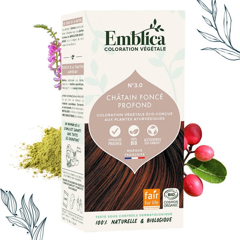 Coloration végétale Châtain foncé profond certifiée bio – Emblica