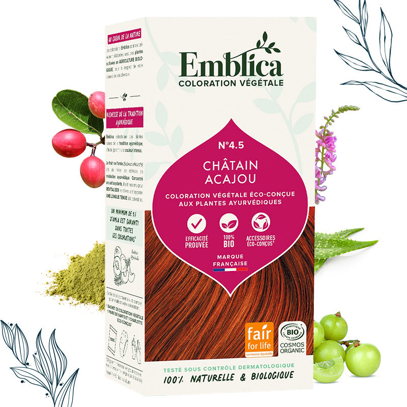 Coloration végétale Châtain acajou certifiée bio – Emblica
