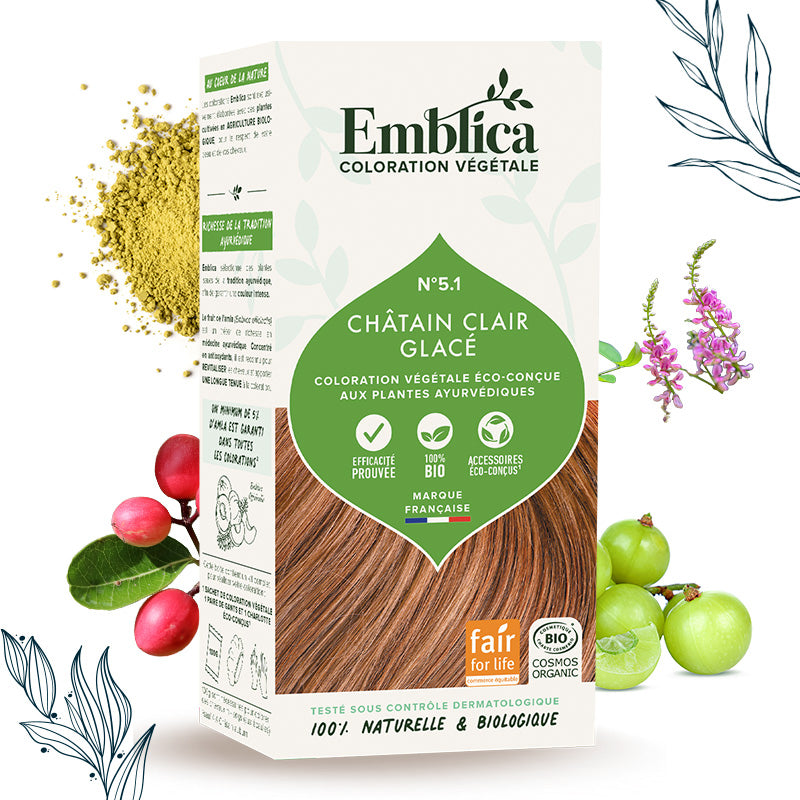 Coloration végétale Châtain clair glacé certifiée bio – Emblica