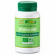 Flacon de spiruline bio en comprimés AOSA avec bouchon vert sur fond blanc