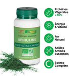 Spiruline bio en comprimés AOSA avec bénéfices : protéines, énergie, fer et acides aminés essentiels