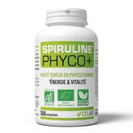 Spiruline Phyco+ bio 500 comprimés - flacon blanc avec bande verte