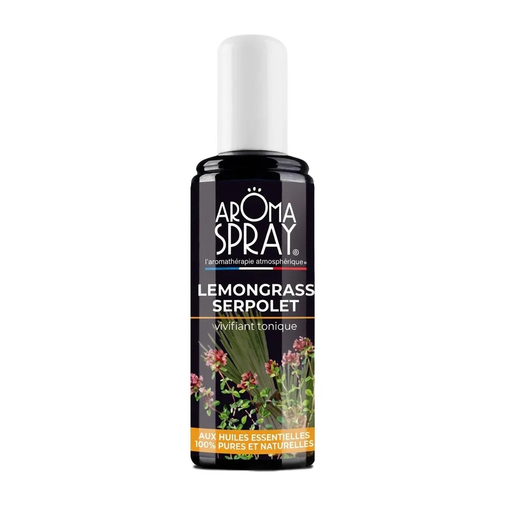 Spray Ambiance Lemongrass Serpolet Aromaspray bouteille fond blanc