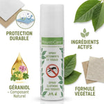 Spray Mousticare anti-insectes pour vêtements avec géraniol naturel et ingrédients actifs