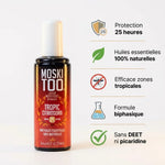 Spray anti-moustiques Moskitoo Tropic Citriodora avec bénéfices: protection 25h, huiles essentielles naturelles, sans DEET