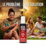 Moskitoo spray anti-moustiques : comparaison problème solution avec famille protégée en jardin tropical