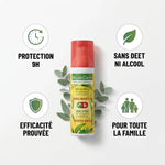 Spray MoustiCare anti-moustiques avec bénéfices: protection 9h, sans DEET, efficacité prouvée, famille