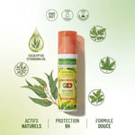 Spray anti-moustiques MoustiCare zones infestées avec ingrédients naturels et badges sans DEET ni alcool