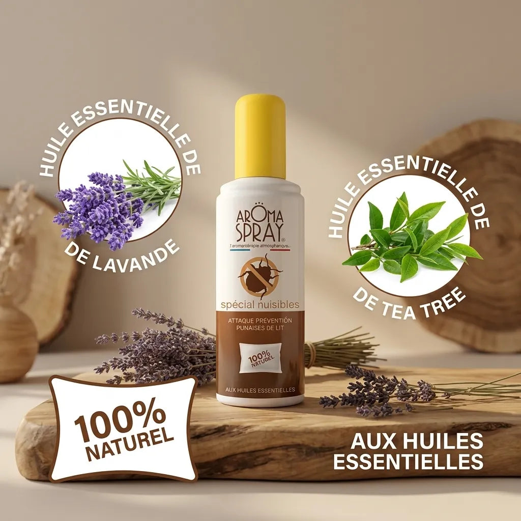Spray Aromaspray anti punaise de lit aux huiles essentielles naturelles de lavande et tea tree