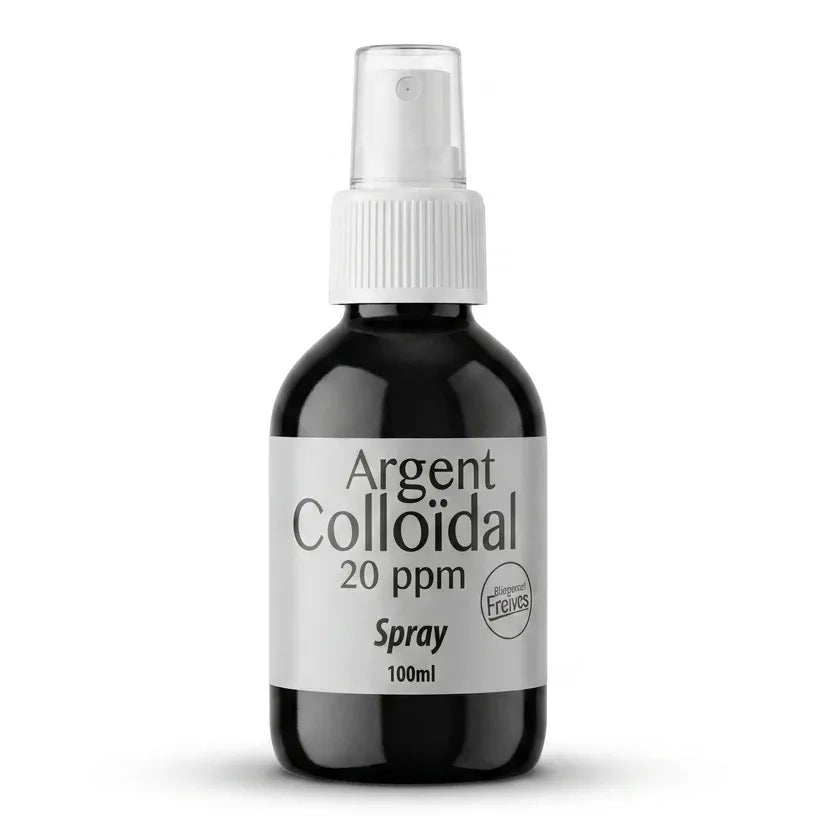 Spray Argent Colloïdal 20ppm Dr.Theiss flacon verre noir avec pompe blanche