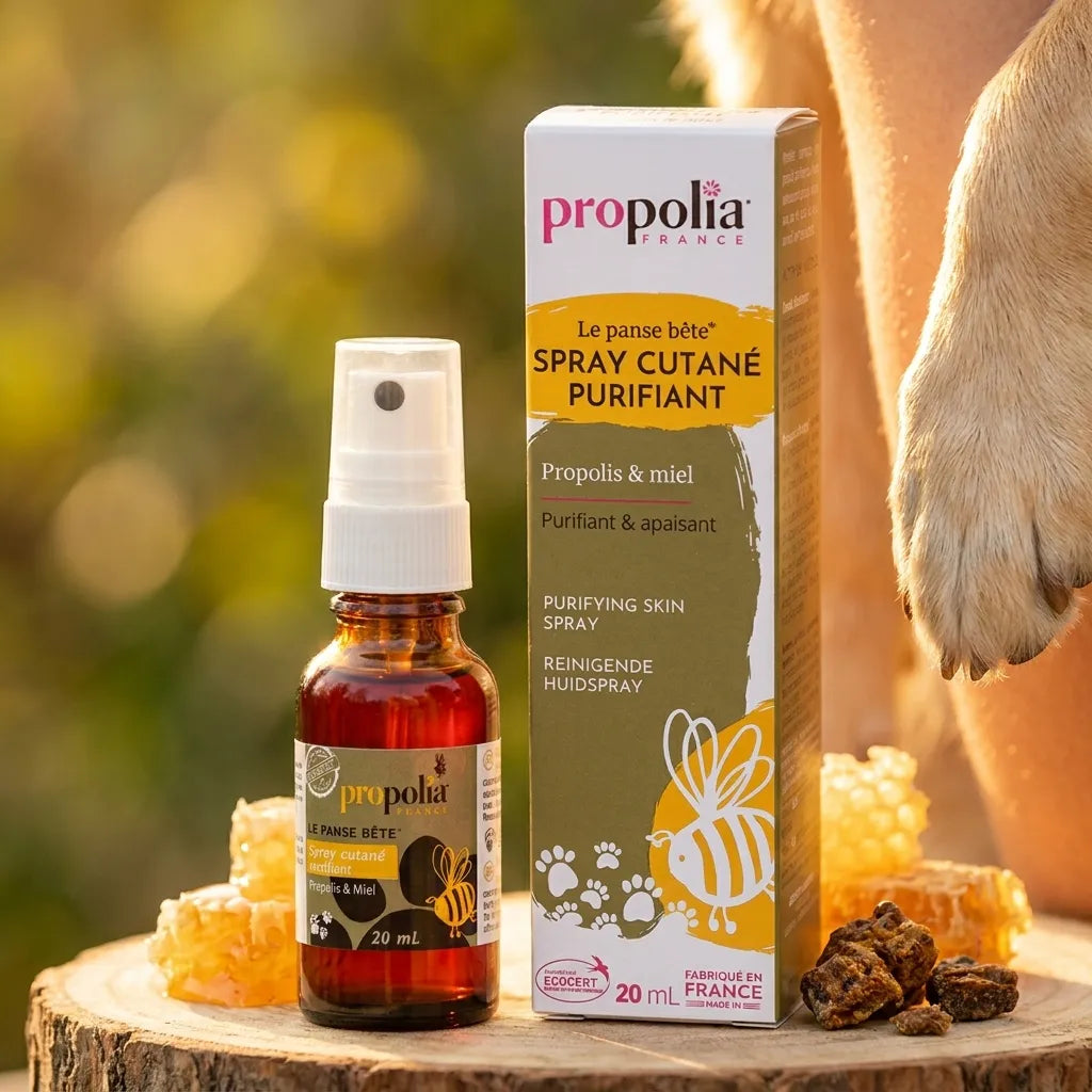 Spray cutané purifiant Propolia à la propolis, miel et romarin pour la santé de la peau