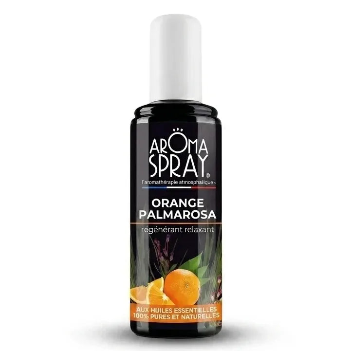 Spray d'ambiance Orange Palmarosa bouteille verre noir - Aromaspray