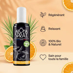 Spray d'ambiance Orange Palmarosa bio Aromaspray avec ses bénéfices : régénérant, relaxant, naturel et sain