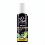 Spray d'ambiance Sauge Citronnelle Aromaspray en flacon verre foncé sur fond blanc