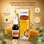 Spray gorge Bio Propolia à la propolis, miel et thym avec ses bénéfices naturels