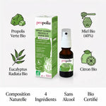Spray gorge propolis verte bio sans alcool Propolia avec ingrédients naturels et composition certifiée