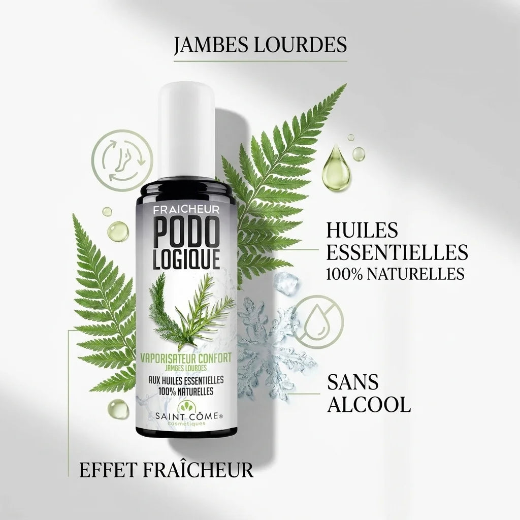 Spray jambes lourdes St Côme avec huiles essentielles naturelles, effet fraîcheur et légèreté