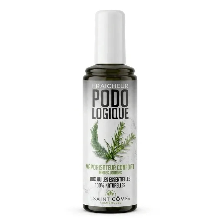 Spray Fraîcheur Podologique St Côme pour jambes lourdes sur fond blanc