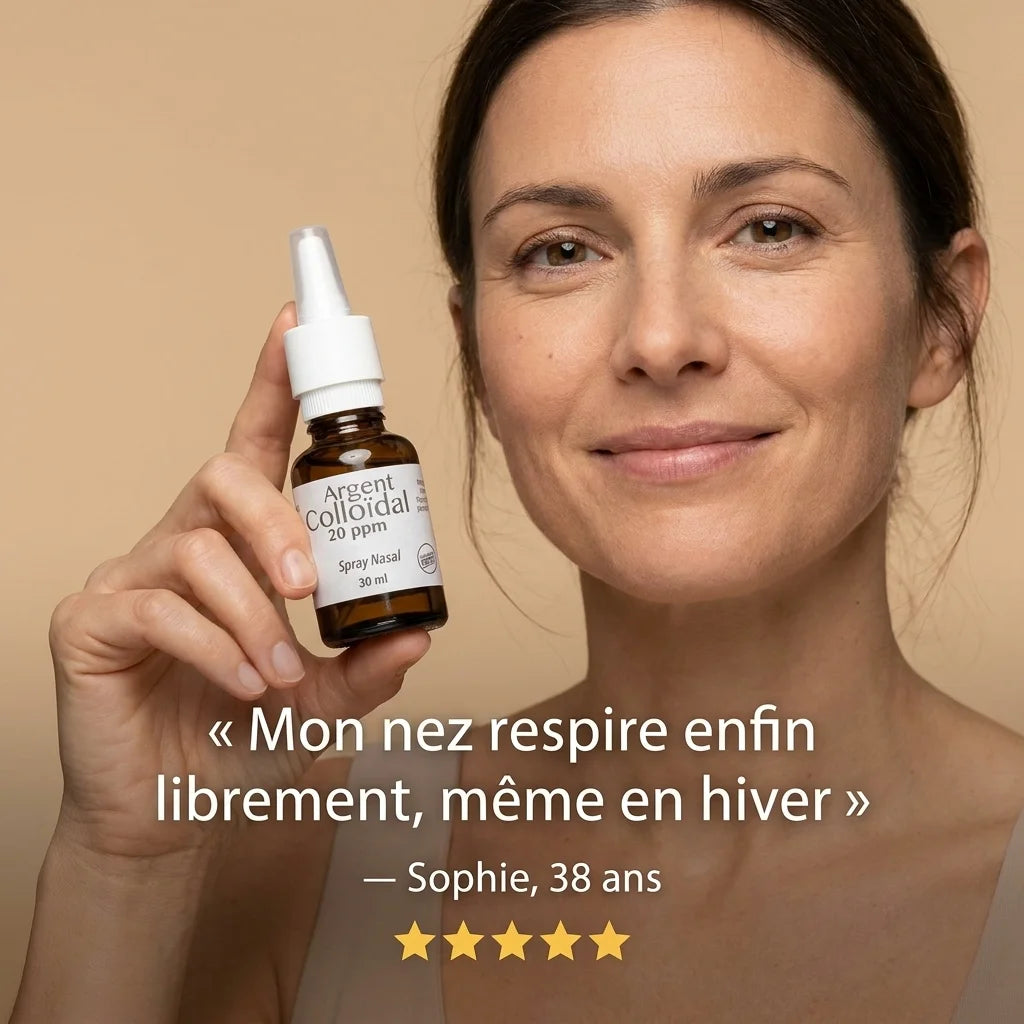 Spray nasal Argent colloïdal Dr Theiss 20 ppm avec témoignage client satisfaction respiratoire