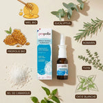 Spray Nasal Purifiant Propolia avec ingrédients naturels : propolis, sel de Camargue, miel bio, eucalyptus