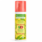 Spray MoustiCare anti-moustiques pour zones infestées, flacon rouge et jaune sur fond blanc